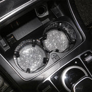 車用コースター 同色2枚セット ドリンクホルダー カップホルダー カップマット ラインストーン キラキラ ドレスアップ 内装
