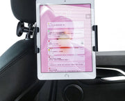 車載タブレットホルダー 自動車用 カー用品 後部座席用 ヘッドレスト取り付け クリップ式 角度調整可能 iPadホルダー シンプル ブラック 黒