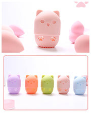 メイクパフケース スポンジケース パフケース メイクスポンジ ケース パフ ネコ 猫 アニマル かわいい おしゃれ シリコンケース 化粧パフ ファンデーション 化粧道具 メイク道具