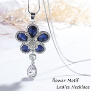 ロングネックレス ネックレス アクセサリー レディース フラワーモチーフ お花 花 フラワー ラインストーン ビジュー チェーン 雫型 シルバーカラー ブルー 可愛い かわいい お洒落 オシャレ おしゃれ きれいめ 上品 綺麗 きれい 大人可愛い 大人 女性 婦人 プレゼント ギフト 贈り物 誕生日 ファッション小物 小物 雑貨