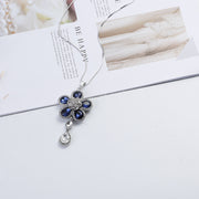 ロングネックレス ネックレス アクセサリー レディース フラワーモチーフ お花 花 フラワー ラインストーン ビジュー チェーン 雫型 シルバーカラー ブルー 可愛い かわいい お洒落 オシャレ おしゃれ きれいめ 上品 綺麗 きれい 大人可愛い 大人 女性 婦人 プレゼント ギフト 贈り物 誕生日 ファッション小物 小物 雑貨