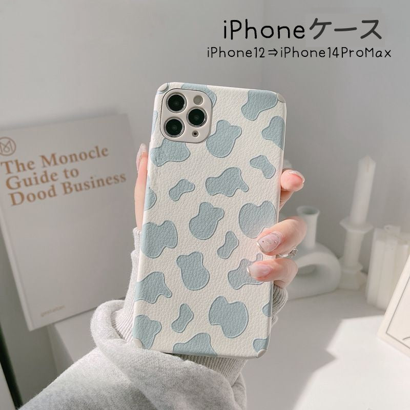 iPhone用ケース カバー スマホケース 汎用型 軽量 うし ウシ柄 牛柄 TPU フェイクレザー ソフト 耐衝撃 カメラ保護 背面保護 iPhone12用 iPhone13用 iPhone14用