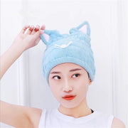 ヘアドライタオル タオルキャップ ドライキャップ 猫耳 ねこ 大人用 吸水 速乾 乾燥 ふわふわ もこもこ マイクロファイバー 水泳 スイミング お風呂 プール お風呂上り ソフト 柔らかい ネコみみ ヘアターバン ヘアバンド ピンク ブルー