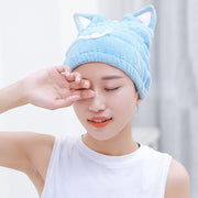 ヘアドライタオル タオルキャップ ドライキャップ 猫耳 ねこ 大人用 吸水 速乾 乾燥 ふわふわ もこもこ マイクロファイバー 水泳 スイミング お風呂 プール お風呂上り ソフト 柔らかい ネコみみ ヘアターバン ヘアバンド ピンク ブルー