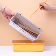 カトラリーケース 整理ボックス 収納ボックス 蓋付き 水切り板付き キッチン用品 箸入れ 長方形 クリア 半透明 無地 シンプル スプーン フォーク 小物入れ 収納 整理整頓 キッチン雑貨