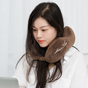 ネックピロー 首枕 旅行用品 健康用品 枕 安眠 昼寝 持ち運び可能 ポータブル 携帯用 飛行機 新幹線 旅行 移動 オフィス シンプル 無地 紺 ピンク 黒