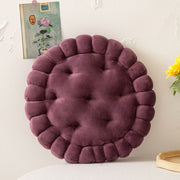座布団 クッション 丸型 サークル 円形 フラワー 花 ラウンド チェアクッション フロアクッション 厚手 42×42 ふんわり ふわふわ 起毛 インテリア雑貨 単色 無地 かわいい 椅子用 もこもこ シンプル おしゃれ ピンク 灰 紫 青 茶 黄 赤