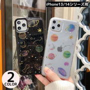 iPhoneケース カバー スマホケース 軽量 耐衝撃 背面保護 透明 星 スター 宇宙 夜空 キラキラ ラメ グリッター 可愛い