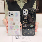 iPhoneケース カバー スマホケース 軽量 耐衝撃 背面保護 透明 星 スター 宇宙 夜空 キラキラ ラメ グリッター 可愛い