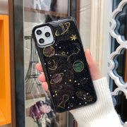 iPhoneケース カバー スマホケース 軽量 耐衝撃 背面保護 透明 星 スター 宇宙 夜空 キラキラ ラメ グリッター 可愛い