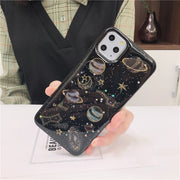 iPhoneケース カバー スマホケース 軽量 耐衝撃 背面保護 透明 星 スター 宇宙 夜空 キラキラ ラメ グリッター 可愛い