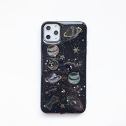 iPhoneケース カバー スマホケース 軽量 耐衝撃 背面保護 透明 星 スター 宇宙 夜空 キラキラ ラメ グリッター 可愛い