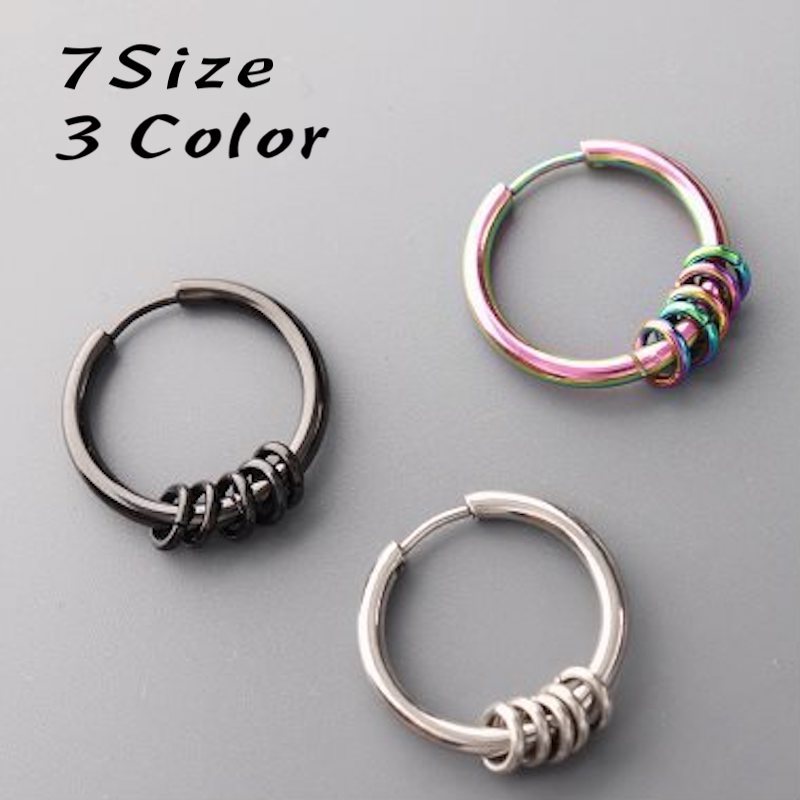 フープピアス リングピアス アクセサリー ユニセックス レディース メンズ 片耳用 サークル 円形 ブラック シルバーカラー カラフル シンプル おしゃれ ギフト 記念日 誕生日 プレゼント 贈り物 ファッション小物 女性用 男性用