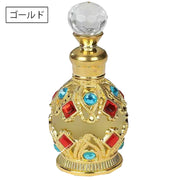 フレグランスボトル 香水瓶 詰替容器 詰め替えボトル 容量15ml ガラス製 アロマ エッセンシャルオイル 保存瓶 ミニボトル 小瓶 クラシカル レトロ風 ビンテージ風 おしゃれ 可愛い クラシック 丸型 ビン ビジュー