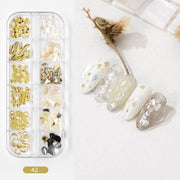 ネイルパーツ 12種類セット シェルフレーク クラッシュシェル ネイル用品 ネイルアート レジンパーツ 貝殻 メタルパーツ パール調 ミックス ジェルネイル デコレーションパーツ キラキラ おしゃれ 可愛い