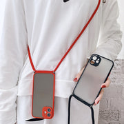 iPhoneケース カバー スマホケース ストラップ付き 首掛け 肩掛け 軽量 マットクリア つや消し 耐衝撃 背面 カメラ保護