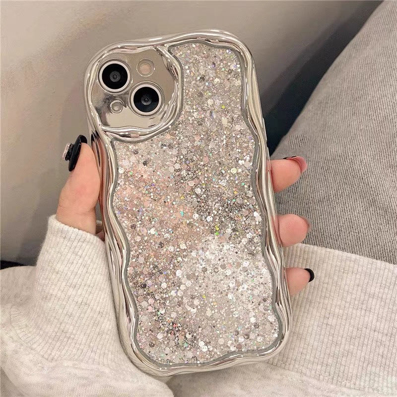 iPhoneケース アイフォンケース スマホカバー メタル調 波型フレーム キラキラ 商品画像4