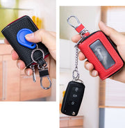 キーケース スマートキー メンズ レディース レザー 本革 牛革 キーホルダー ラウンドファスナー 大容量 クリア窓 カラビナ付