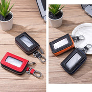 キーケース スマートキー メンズ レディース レザー 本革 牛革 キーホルダー ラウンドファスナー 大容量 クリア窓 カラビナ付