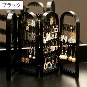 アクセサリースタンド 4面 折り畳み 折りたたみ ディスプレイ 収納 ピアス イヤリング 見える収納 アクセサリーケース 大容量 扉 インテリア おしゃれ クリア 透明 黒 白