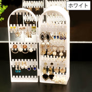 アクセサリースタンド 2面 折り畳み 折りたたみ ディスプレイ 収納 ピアス イヤリング 見える収納 アクセサリーケース 大容量 扉 インテリア おしゃれ クリア 透明 黒 白