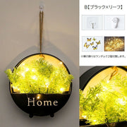 アートフラワー 造花 ライト付き 壁掛け フェイクグリーン フラワーポット 吊るす 飾り インテリア 壁面装飾 おしゃれ かわいい 北欧風