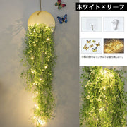 フェイクグリーン ライト付き 壁掛け 人工観葉植物 観葉植物 壁掛け 吊り下げ 吊るす 飾り インテリア 大きい ウォールグリーン 壁面緑化 リーフ 造花 インテリア 贈答用 おしゃれ