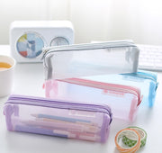 ペンケース 筆箱 文房具入れ ペン入れ メッシュ 軽量 長方形 ファスナー ポーチ 小物入れ シンプル 学生 メンズ レディース