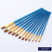 画筆 12本セット 筆 絵筆 ラウンド フラット 水彩画 油絵 アクリル絵具 画材 美術 スケッチ ペイント 図工 ナイロン製 便利 サイズ豊富 シンプル ブルー プレゼント ギフト 絵画教室