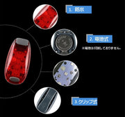 LEDライト クリップ付き 小型 防犯グッズ 懐中電灯 電池式 防水 夜間 散歩 照明 ウォーキング ジョギング サイクリング アウトドア ボタン式 コンパクト 持ち運び 便利グッズ クリップライト かっこいい おしゃれ カジュアル シンプル 赤 青 緑