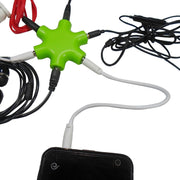 イヤホンスプリッター オーディオスプリッター 分配機 イヤホンジャック 6穴 ケーブル付き アクセサリー PC スマホ ゲーム イヤホン 音楽 マルチ