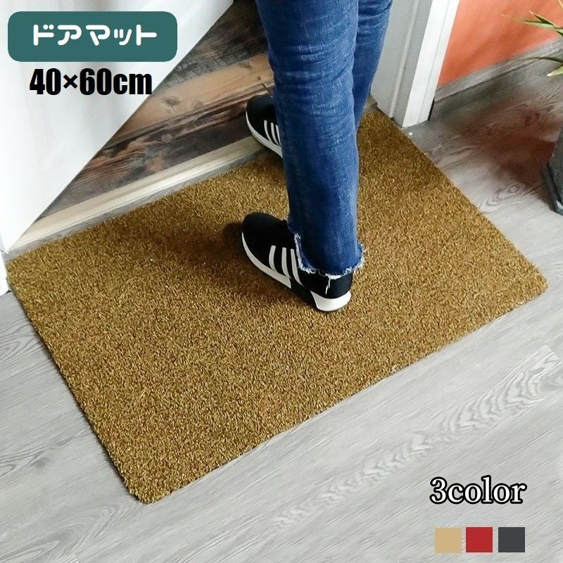 屋外用ドアマット 玄関マット 40×60cm 長方形 家庭用 業務用 泥落とし 砂落とし 滑り止め 洗える カット 北欧風 スタンダード お手入れ簡単 日用品 生活雑貨 シンプル エントランス ベランダ ホテル お店