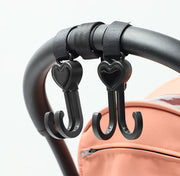 ベビーカー用フック 2個セット ダブルフック 荷物掛け 荷物フック バギーフック マルチフック 面ファスナー 取り付け簡単 シンプル ベーシック 買い物カート 小物掛け 子ども こども