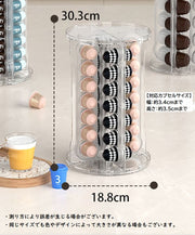 コーヒーカプセルホルダー カプセルホルダー カプセルスタンド コーヒーカプセル 収納 ラック 透明 クリア 回転式 360度回転 スライド 省スペース オフィス 家庭 会社