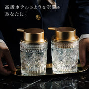 ソープディスペンサー ポンプボトル 詰め替え容器 ガラス ハンドソープ 泡 手動 かわいい おしゃれ 高級感 きれいめ 高見え ディスペンサーボトル