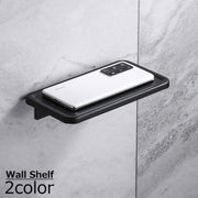 ウォールシェルフ ウォールラック 壁掛け棚 スマホ置き 壁面収納 シンプル DIY 玄関 キッチン トイレ バスルーム 賃貸 洗面所 アパート マンション 取り付け簡単 アルミ合金 ミニ 北欧風 ブラック ホワイト
