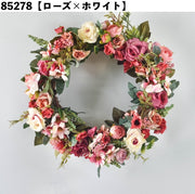 フラワーリース 造花 壁掛け 40cm フラワーアレンジメント インテリア 大きめ バラ 薔薇 お花 かわいい おしゃれ 玄関 壁 リビング 装飾 飾り