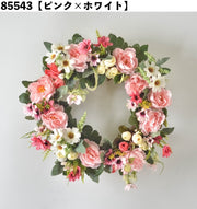 フラワーリース 造花 壁掛け 40cm フラワーアレンジメント インテリア 大きめ バラ 薔薇 お花 かわいい おしゃれ 玄関 壁 リビング 装飾 飾り