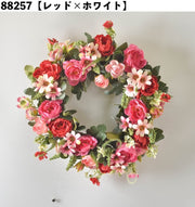 フラワーリース 造花 壁掛け 40cm フラワーアレンジメント インテリア 大きめ バラ 薔薇 お花 かわいい おしゃれ 玄関 壁 リビング 装飾 飾り