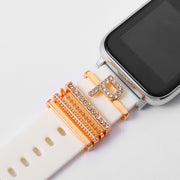 スマートウォッチアクセサリー 5個セット applewatch用バンドチャーム アップルウォッチ用 チャーム イニシャル アルファベット ラインストーン おしゃれ かわいい