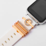 スマートウォッチアクセサリー 5個セット applewatch用バンドチャーム アップルウォッチ用 チャーム イニシャル アルファベット ラインストーン おしゃれ かわいい