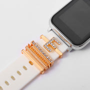 スマートウォッチアクセサリー 5個セット applewatch用バンドチャーム アップルウォッチ用 チャーム イニシャル アルファベット ラインストーン おしゃれ かわいい