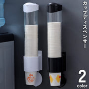 カップディスペンサー 紙コップホルダー 使い捨てコップ 収納 壁面 蓋付き 防塵 粘着テープ 貼り付け 取付簡単 会社 イベント フードコード 飲食店 カフェ 喫茶店 ホーム オフィス コンビニ ビュッフェ