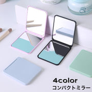コンパクトミラー 手鏡 ツヤ消し ツヤあり 2way 化粧直し スクエア型 持ち運び 2面鏡 携帯 シンプル 折り畳み ハンドミラー 小型 薄型 身だしなみ シンプル