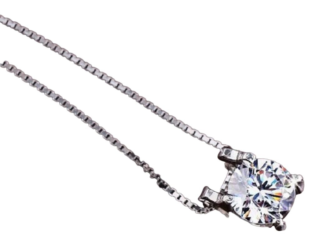 ネックレス ペンダントトップ レディース アクセサリー おしゃれ かわいい シンプル エレガント ラインストーン シルバーカラー 一粒 クリアストーン スクエア