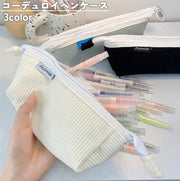 ペンケース 筆箱 文房具 筆記用具 ペンポーチ ペン入れ ペンホルダー スリム コンパクト ファスナー ジッパー シンプル かわいい お洒落 ふんわり