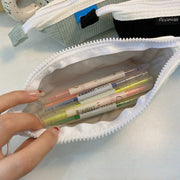 ペンケース 筆箱 文房具 筆記用具 ペンポーチ ペン入れ ペンホルダー スリム コンパクト ファスナー ジッパー シンプル かわいい お洒落 ふんわり