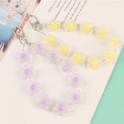 キーホルダー ハンドストラップ ストラップ バッグチャーム スマホストラップ フラワー 花 ビーズ クリア 半透明 かわいい キュート おしゃれ ガーリー プレゼント ギフト 青 紫 黄 カラフル 橙 ピンク