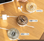 ケーブルホルダー コードリールケース 巻き取り 充電ケーブル イヤホン収納 コード収納 収納ケース すっきり 絡まない 携帯 持ち運び 整理 便利 クリアカラー