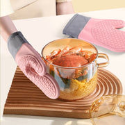 鍋つかみ シリコンミトン キッチンミトン 片手用 単品 手袋 防水 オーブンミトン キッチングローブ 台所用品 キッチン用品 耐熱 断熱 電子レンジ ループ付き オーブンレンジ 格子柄 やわらかい ソフト おしゃれ かわいい ナチュラル シンプル オフホワイト 灰 ピンク 緑